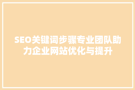 SEO关键词步骤专业团队助力企业网站优化与提升