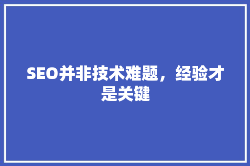 SEO并非技术难题，经验才是关键