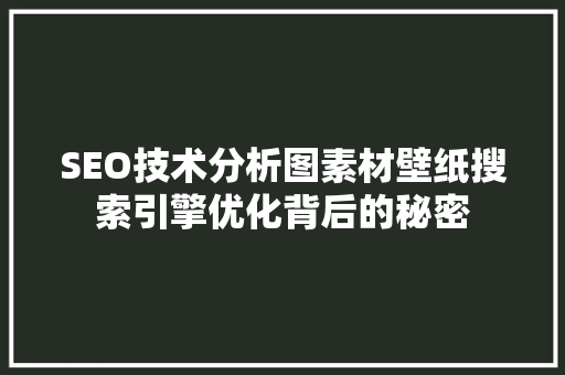 SEO技术分析图素材壁纸搜索引擎优化背后的秘密