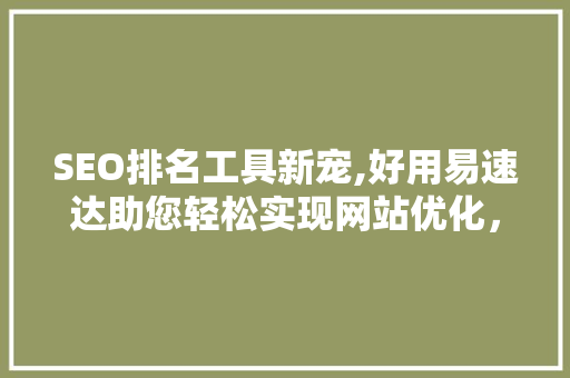 SEO排名工具新宠,好用易速达助您轻松实现网站优化，抢占搜索引擎排名