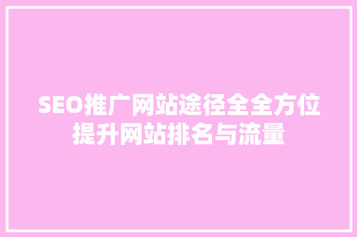 SEO推广网站途径全全方位提升网站排名与流量
