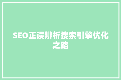 SEO正误辨析搜索引擎优化之路