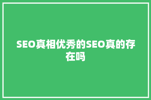 SEO真相优秀的SEO真的存在吗