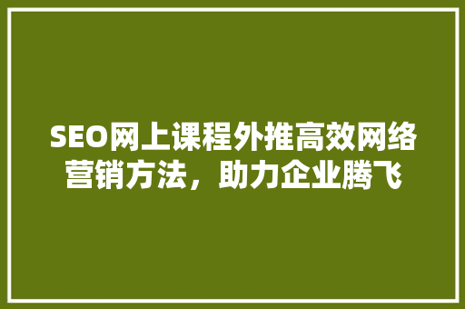 SEO网上课程外推高效网络营销方法，助力企业腾飞