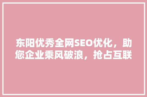 东阳优秀全网SEO优化，助您企业乘风破浪，抢占互联网高地