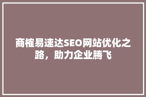 商榷易速达SEO网站优化之路，助力企业腾飞  第1张