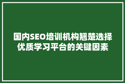 国内SEO培训机构翘楚选择优质学习平台的关键因素  第1张