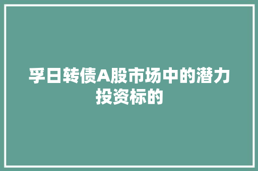 孚日转债A股市场中的潜力投资标的