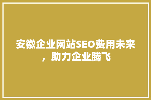 安徽企业网站SEO费用未来，助力企业腾飞