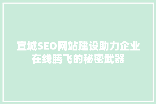 宣城SEO网站建设助力企业在线腾飞的秘密武器