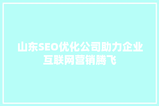 山东SEO优化公司助力企业互联网营销腾飞