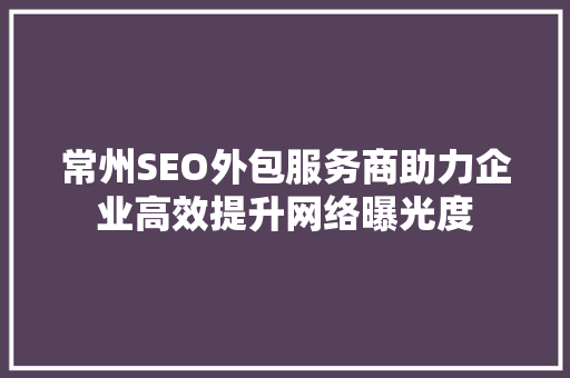 常州SEO外包服务商助力企业高效提升网络曝光度
