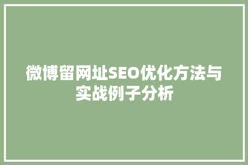 微博留网址SEO优化方法与实战例子分析