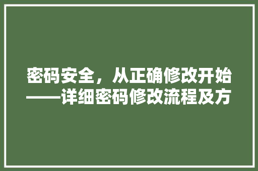 密码安全，从正确修改开始——详细密码修改流程及方法