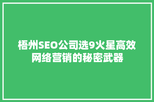 梧州SEO公司选9火星高效网络营销的秘密武器