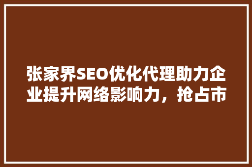 张家界SEO优化代理助力企业提升网络影响力，抢占市场先机