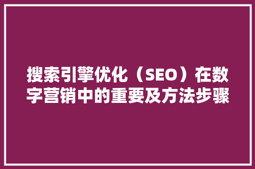 搜索引擎优化（SEO）在数字营销中的重要及方法步骤