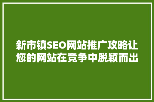 新市镇SEO网站推广攻略让您的网站在竞争中脱颖而出