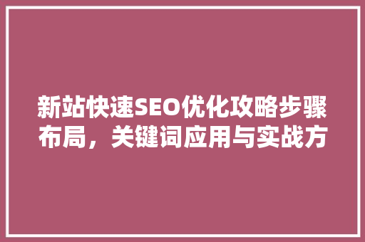 新站快速SEO优化攻略步骤布局，关键词应用与实战方法