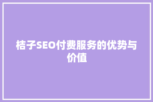 桔子SEO付费服务的优势与价值