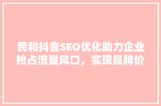 民和抖音SEO优化助力企业抢占流量风口，实现品牌价值最大化