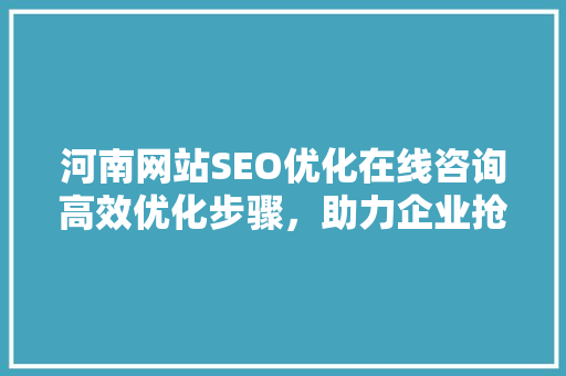 河南网站SEO优化在线咨询高效优化步骤，助力企业抢占网络市场