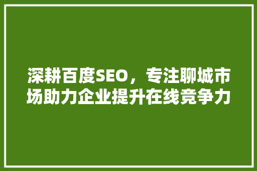 深耕百度SEO，专注聊城市场助力企业提升在线竞争力
