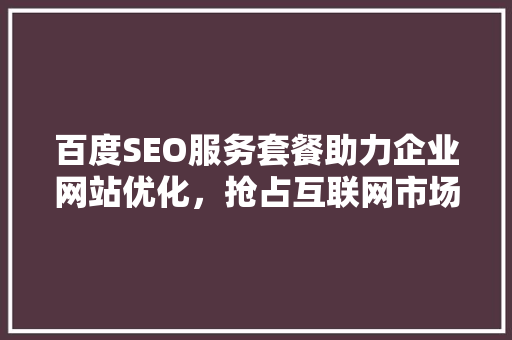 百度SEO服务套餐助力企业网站优化，抢占互联网市场先机