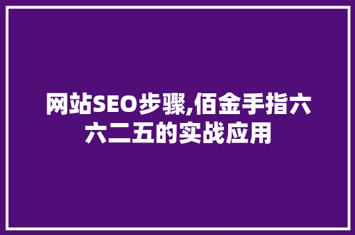 网站SEO步骤,佰金手指六六二五的实战应用