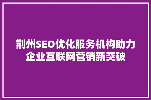 荆州SEO优化服务机构助力企业互联网营销新突破