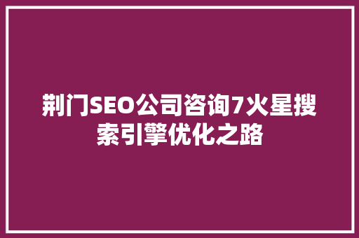 荆门SEO公司咨询7火星搜索引擎优化之路
