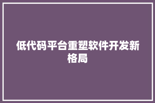 低代码平台重塑软件开发新格局