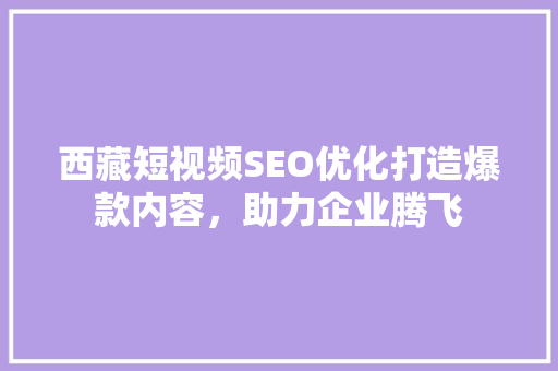 西藏短视频SEO优化打造爆款内容，助力企业腾飞  第1张