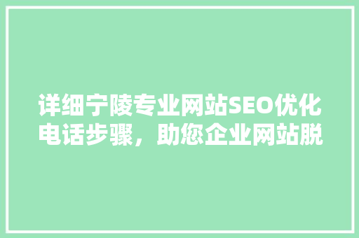 详细宁陵专业网站SEO优化电话步骤，助您企业网站脱颖而出