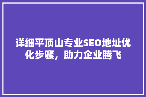 详细平顶山专业SEO地址优化步骤，助力企业腾飞