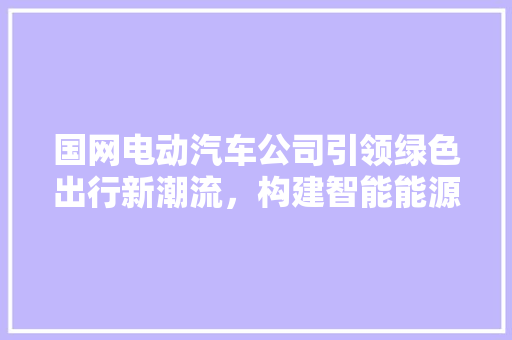 国网电动汽车公司引领绿色出行新潮流，构建智能能源生态圈  第1张