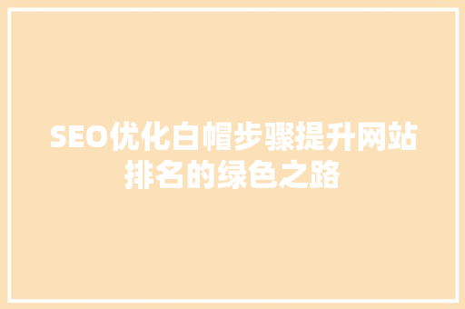 SEO优化白帽步骤提升网站排名的绿色之路