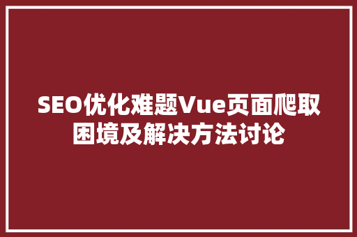SEO优化难题Vue页面爬取困境及解决方法讨论