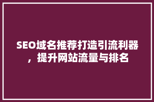 SEO域名推荐打造引流利器，提升网站流量与排名