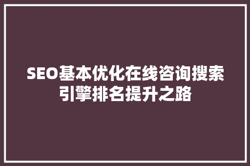 SEO基本优化在线咨询搜索引擎排名提升之路