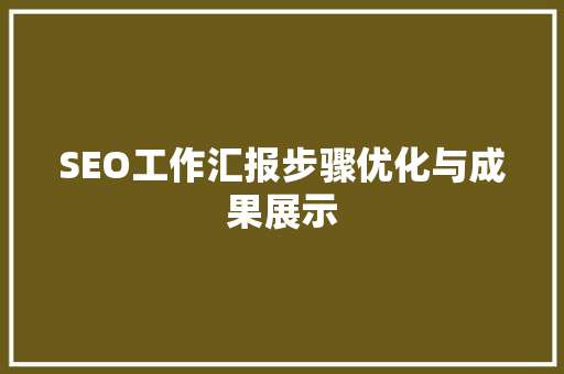 SEO工作汇报步骤优化与成果展示