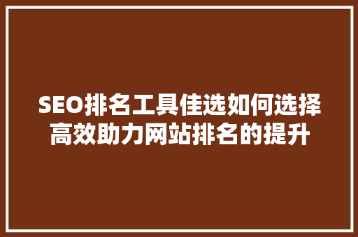 SEO排名工具佳选如何选择高效助力网站排名的提升