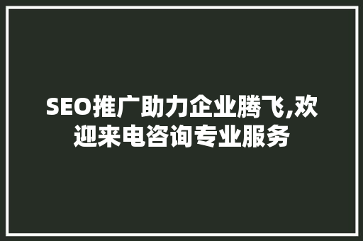 SEO推广助力企业腾飞,欢迎来电咨询专业服务