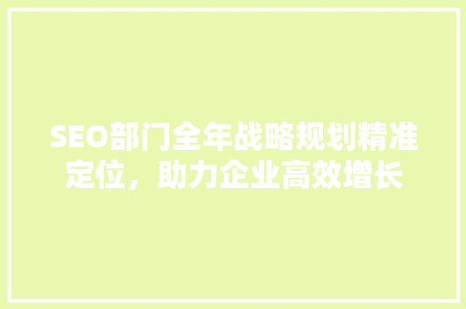 SEO部门全年战略规划精准定位，助力企业高效增长  第1张