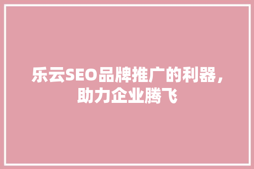 乐云SEO品牌推广的利器，助力企业腾飞