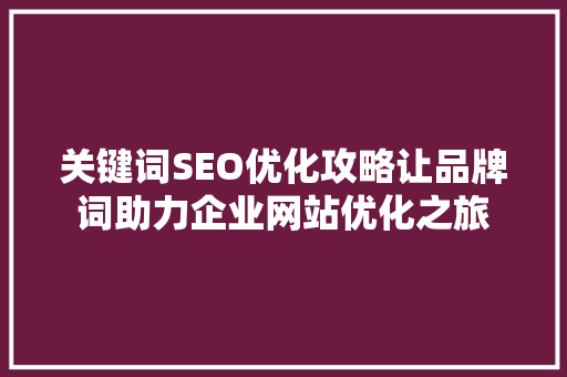 关键词SEO优化攻略让品牌词助力企业网站优化之旅