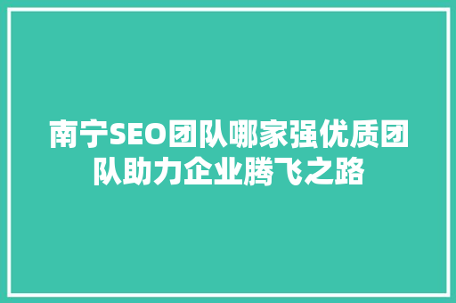 南宁SEO团队哪家强优质团队助力企业腾飞之路