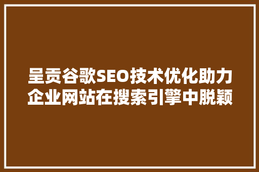 呈贡谷歌SEO技术优化助力企业网站在搜索引擎中脱颖而出