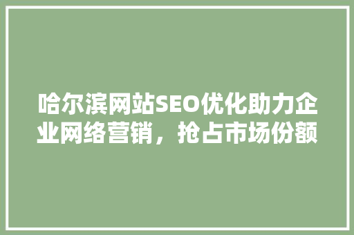 哈尔滨网站SEO优化助力企业网络营销，抢占市场份额