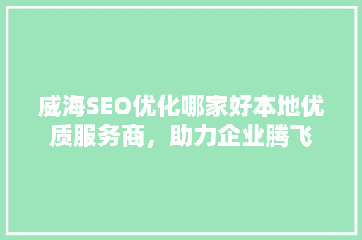 威海SEO优化哪家好本地优质服务商，助力企业腾飞